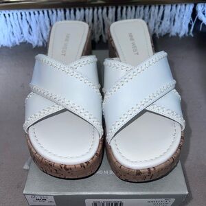 Nine West White Women's Mules with Cork Sole